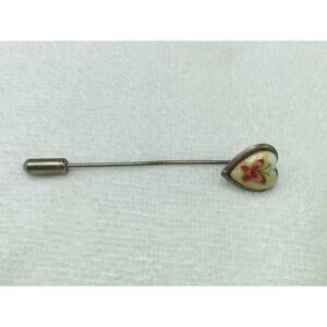 Vintage Pewter and Enamel Womens Hat Pin